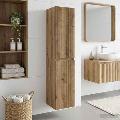 Mobiletto da Bagno a Muro Rovere Artigianale 33 x 34,5 x 160 cm | homemem39