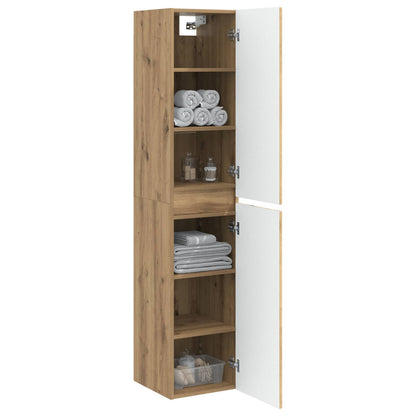 Mobiletto da Bagno a Muro Rovere Artigianale 33 x 34,5 x 160 cm | homemem39