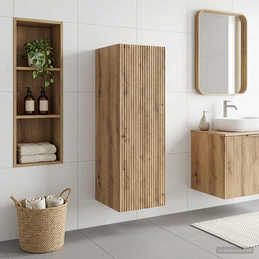 Mobiletto da Bagno a Muro Rovere Artigianale 33 x 34,5 x 100 cm | homemem39