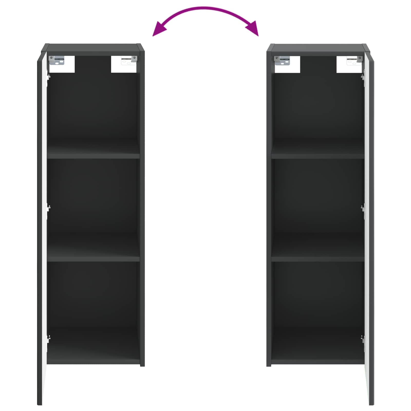Mobiletto da Bagno a Muro Nero 33 x 34,5 x 60 cm | homemem39