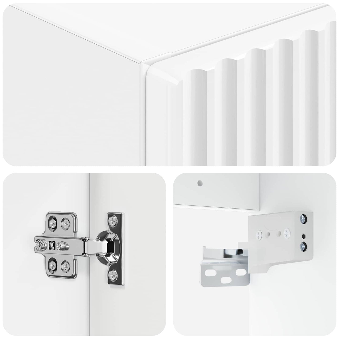 Mobiletto da Bagno a Muro Bianco Lucido 33 x 34,5 x 60 cm | homemem39