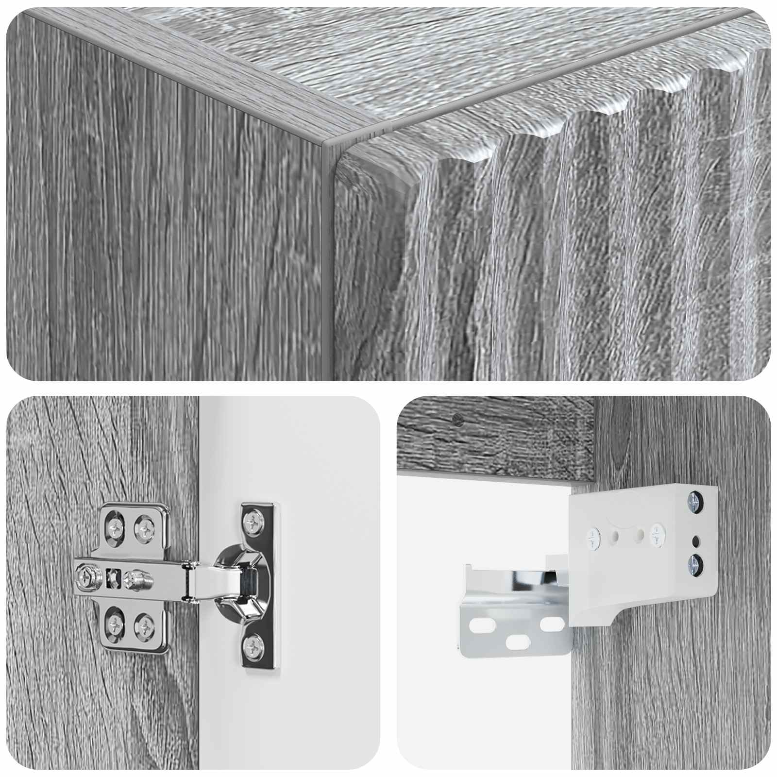 Mobiletto da Bagno a Muro Sonoma grigio 33 x 34,5 x 60 cm | homemem39
