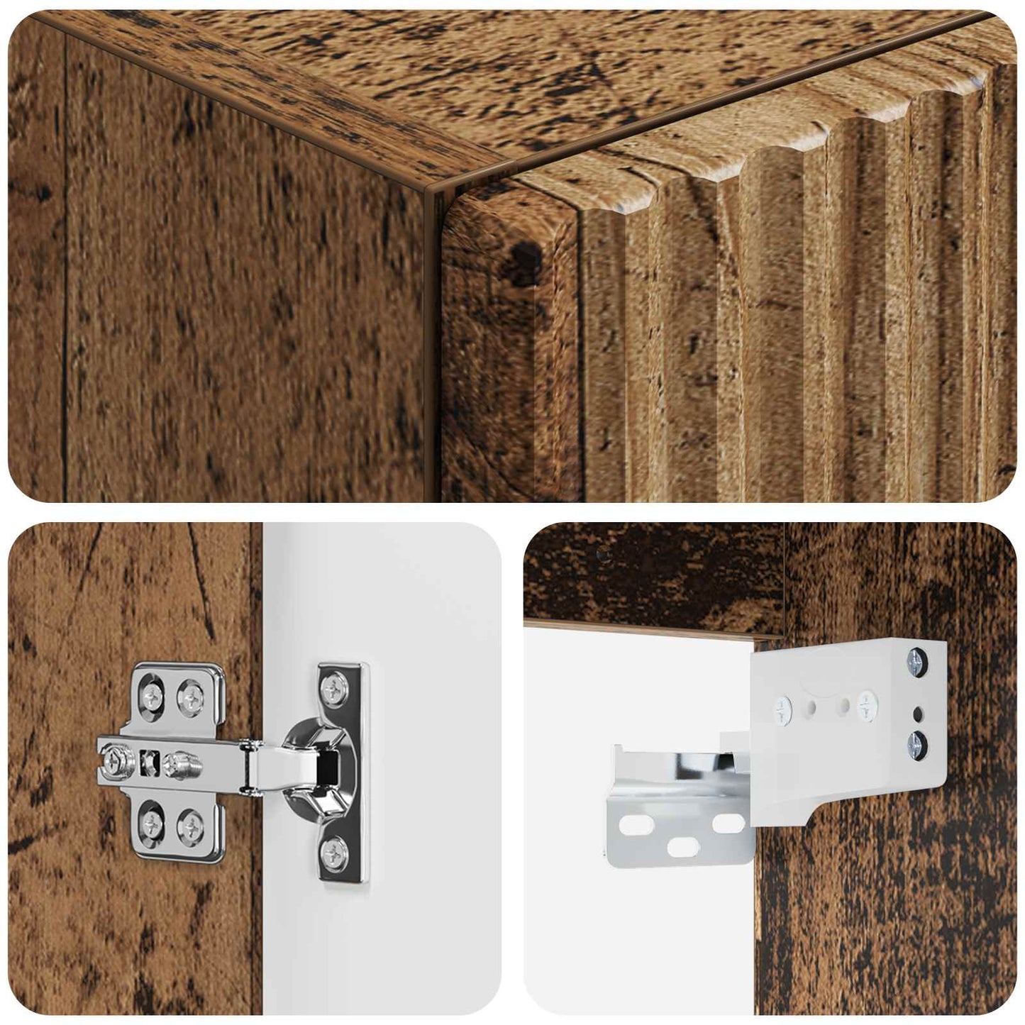Mobiletto da Bagno a Muro Legno antico 33 x 34,5 x 60 cm | homemem39