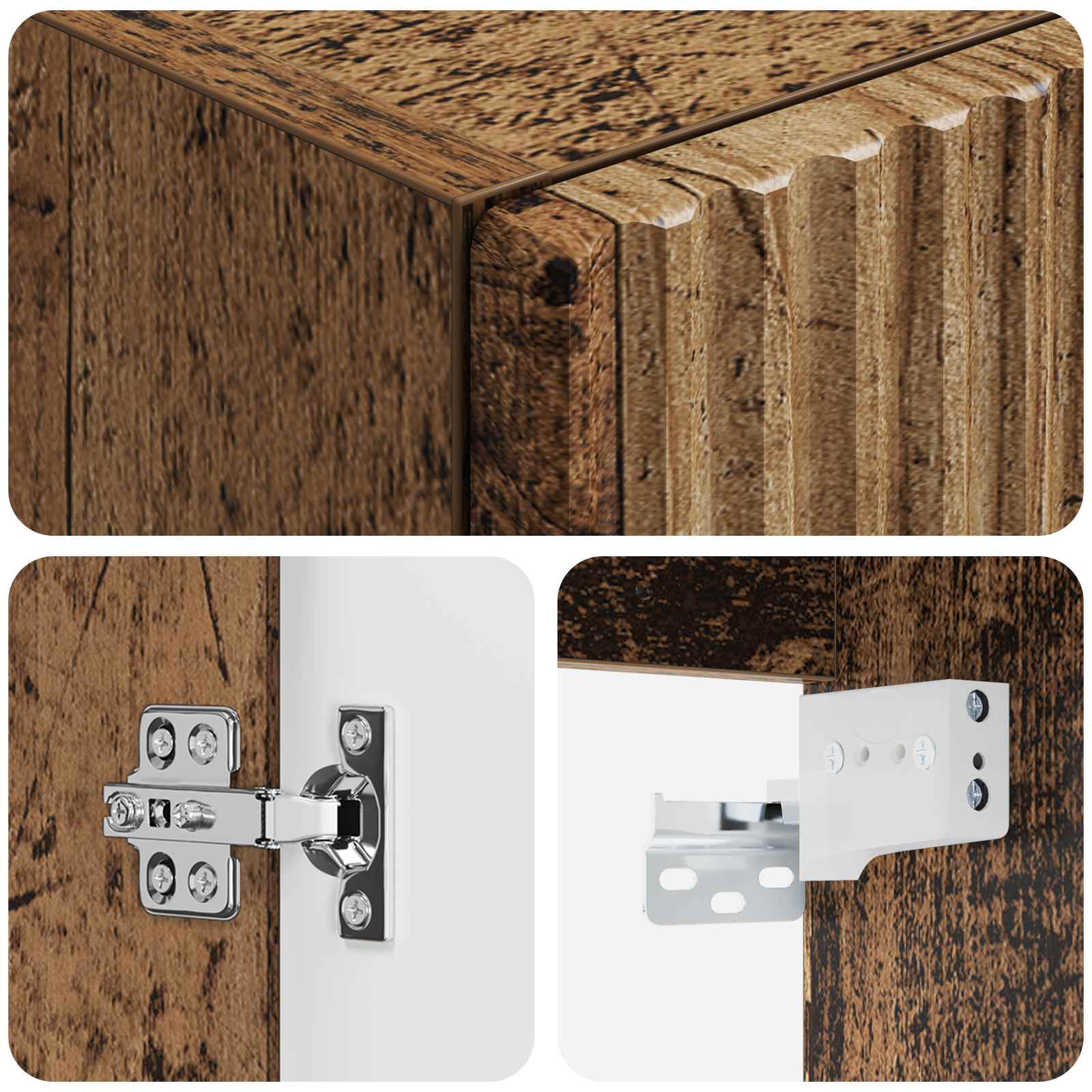 Mobiletto da Bagno a Muro Legno antico 33 x 34,5 x 60 cm | homemem39