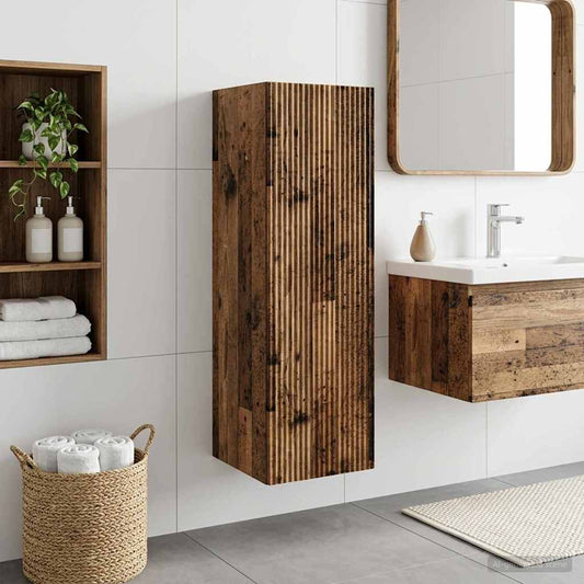 Mobiletto da Bagno a Muro Legno antico 33 x 34,5 x 60 cm - homemem39