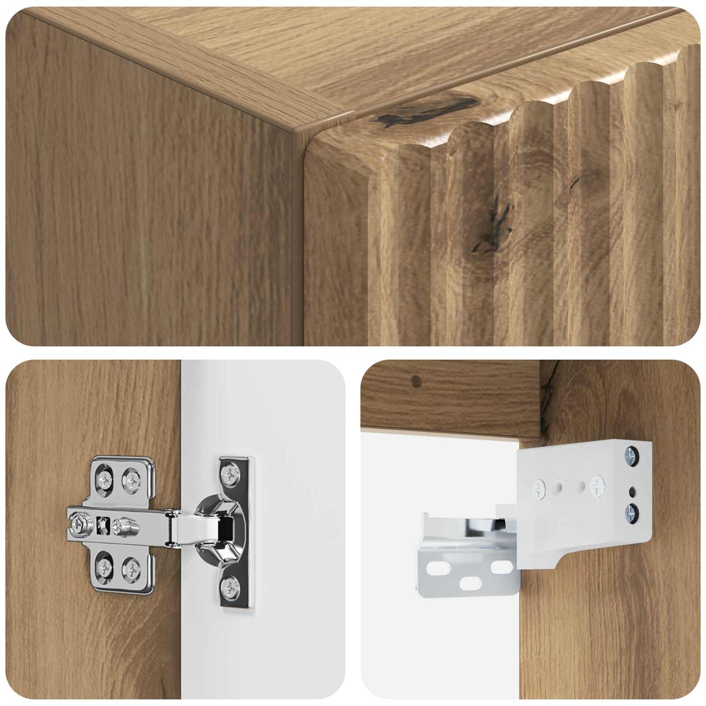 Mobiletto da Bagno a Muro Rovere Artigianale 33 x 34,5 x 60 cm