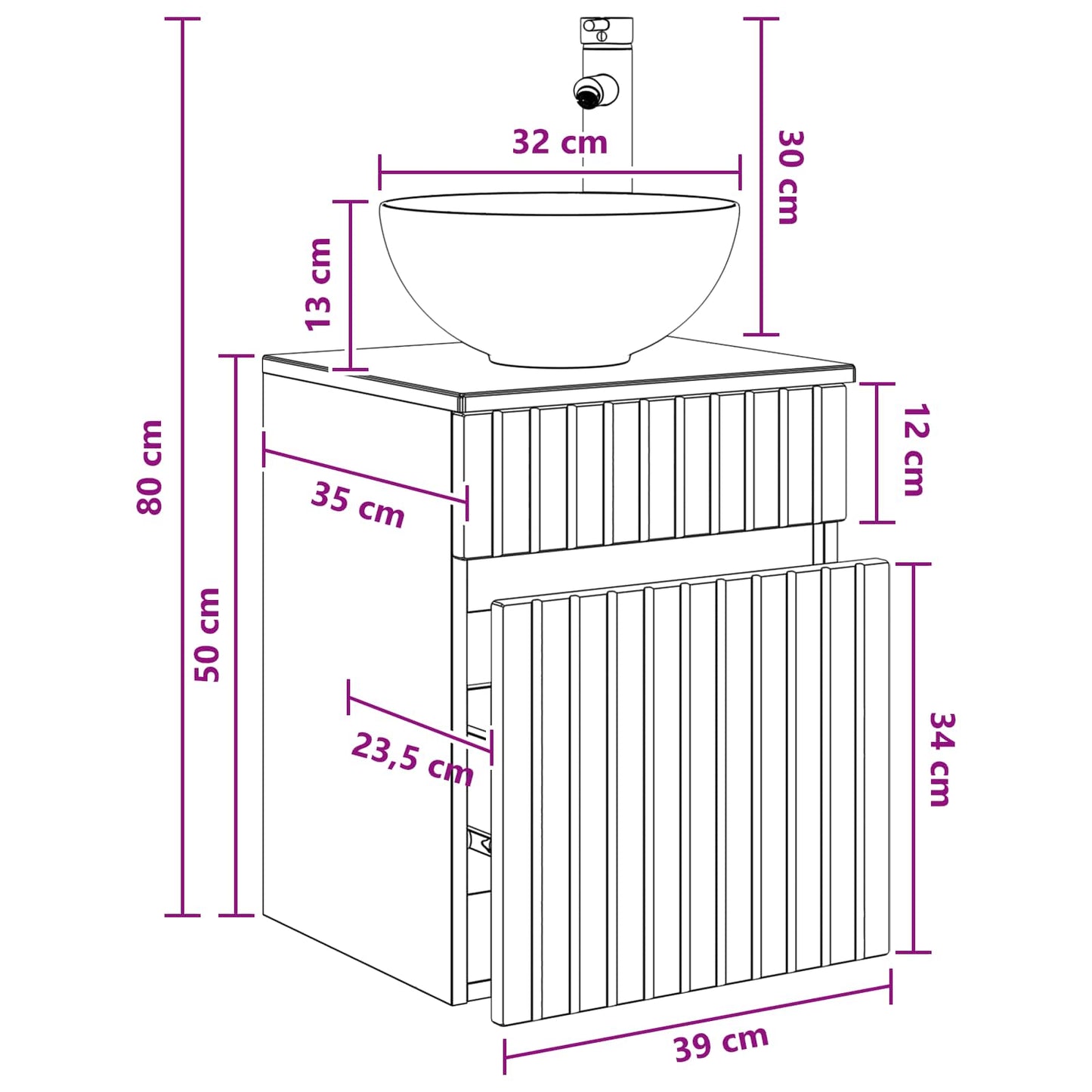 Mobile lavabo da parete Rovere Sonoma 39 x 35 x 63 cm | homemem39