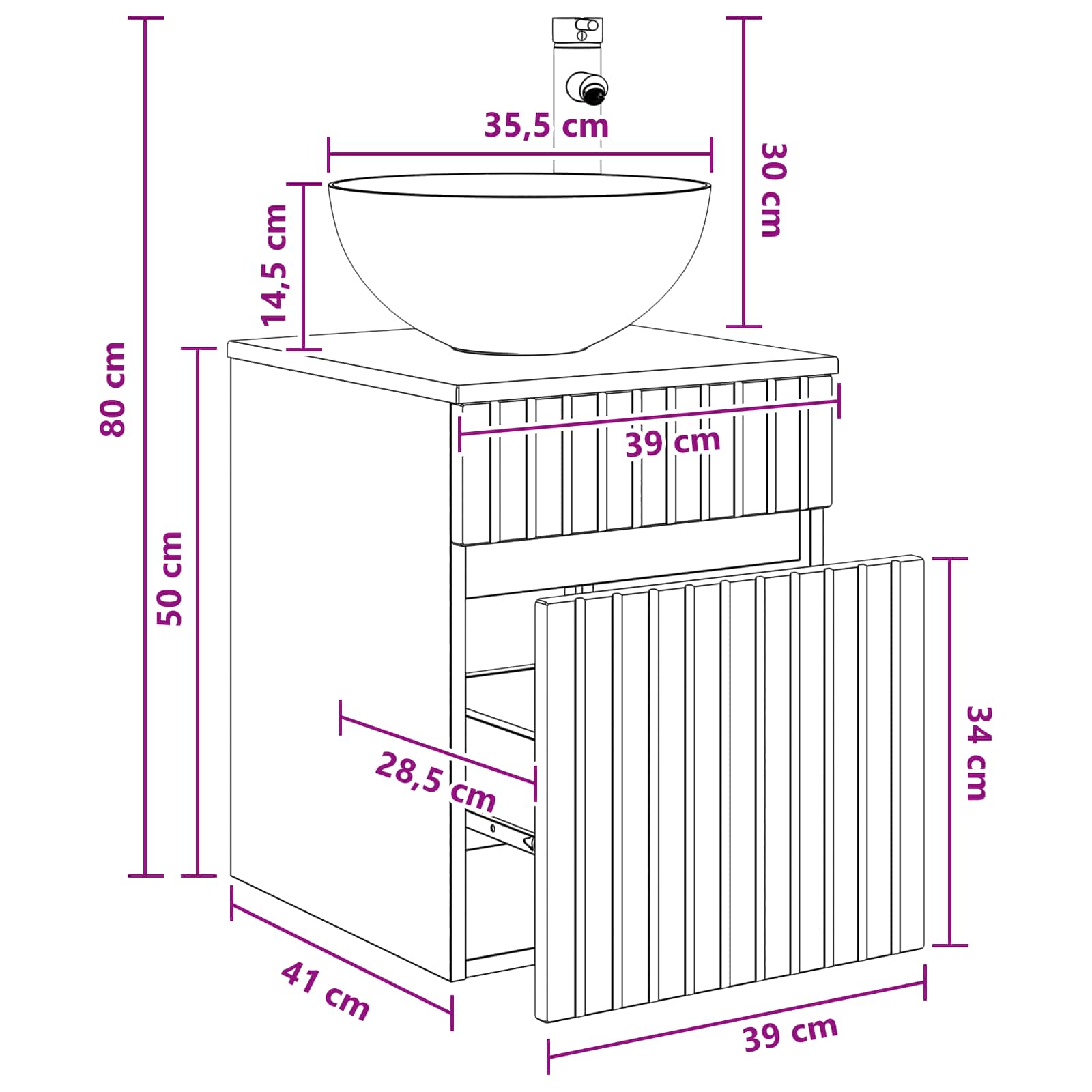 Mobile lavabo da parete Bianco Lucido 39 x 41 x 64,5 cm | homemem39