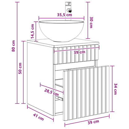 Mobile lavabo da parete Rovere Artigianale 39 x 41 x 64,5 cm | homemem39