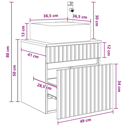 Mobile lavabo da parete Rovere Sonoma 49 x 41 x 63 cm | homemem39