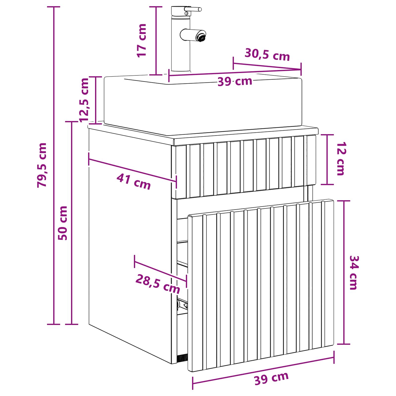 Mobile Lavabo da Parete Bianco 39 x 41 x 62,5 cm | homemem39