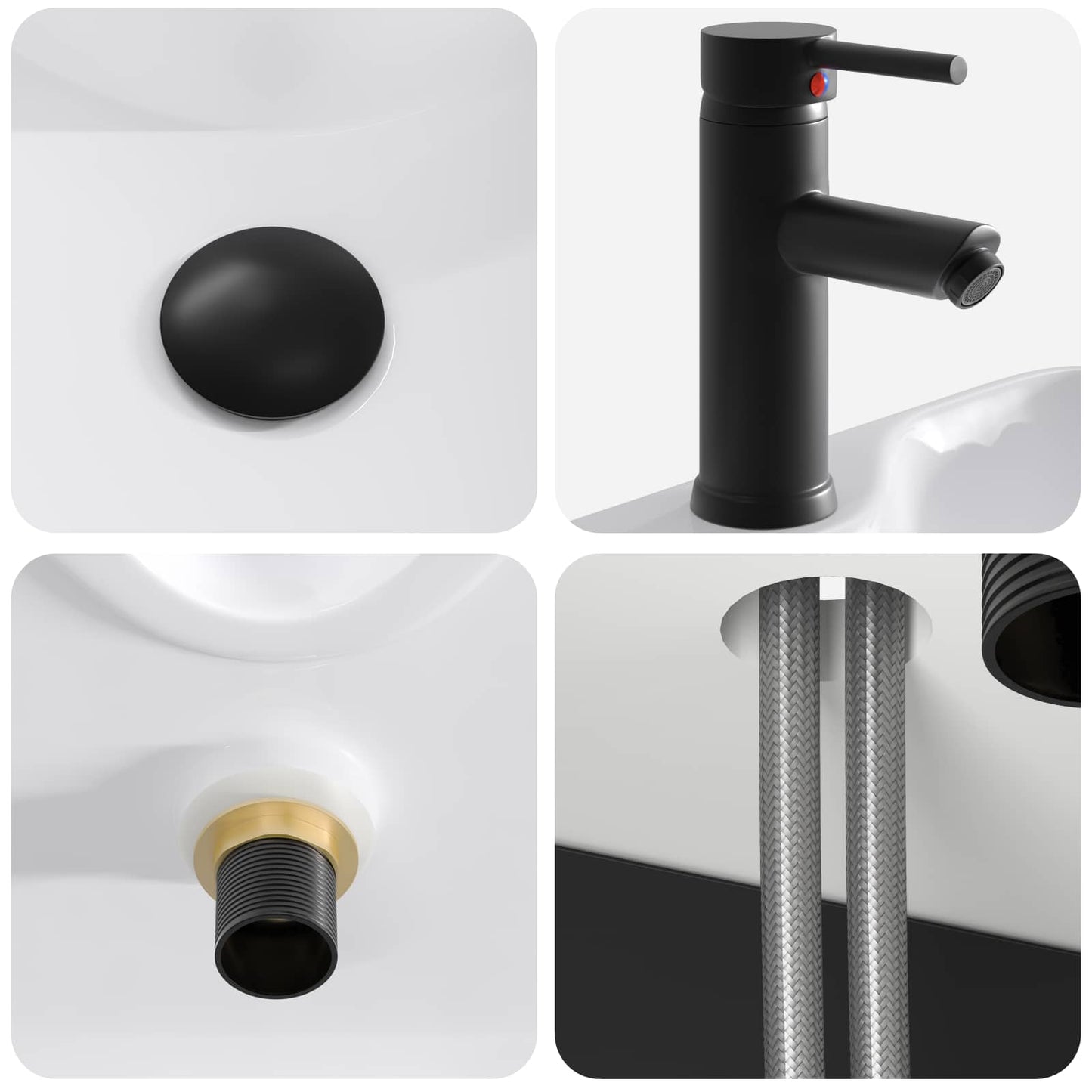 Mobile Lavabo da Parete Nero 39 x 41 x 62,5 cm | homemem39