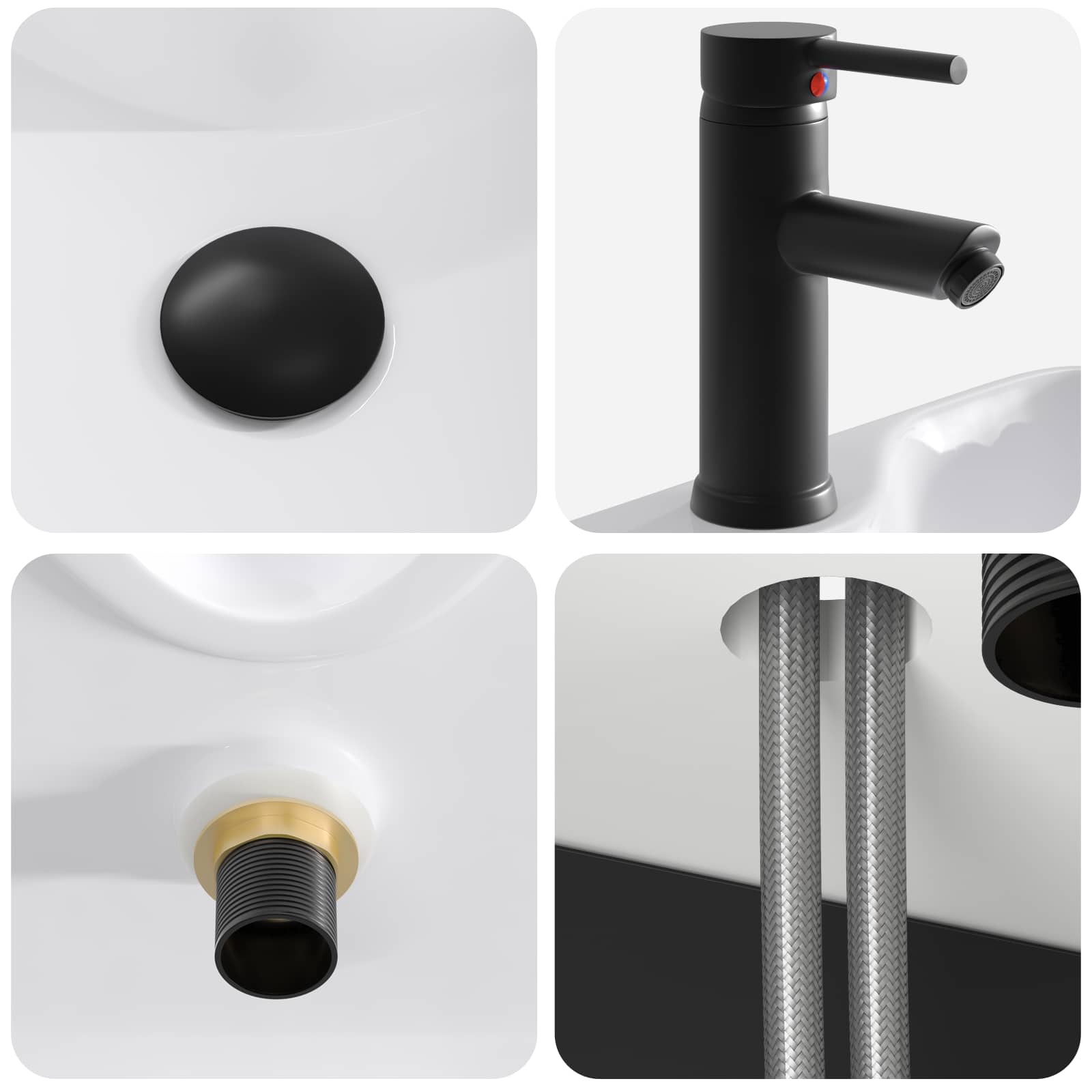Mobile Lavabo da Parete Nero 39 x 41 x 62,5 cm | homemem39
