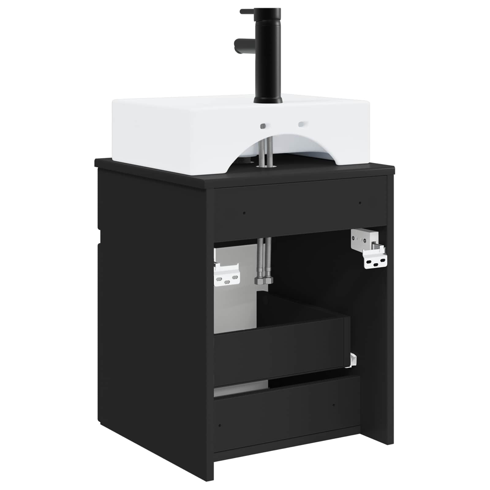 Mobile Lavabo da Parete Nero 39 x 41 x 62,5 cm | homemem39