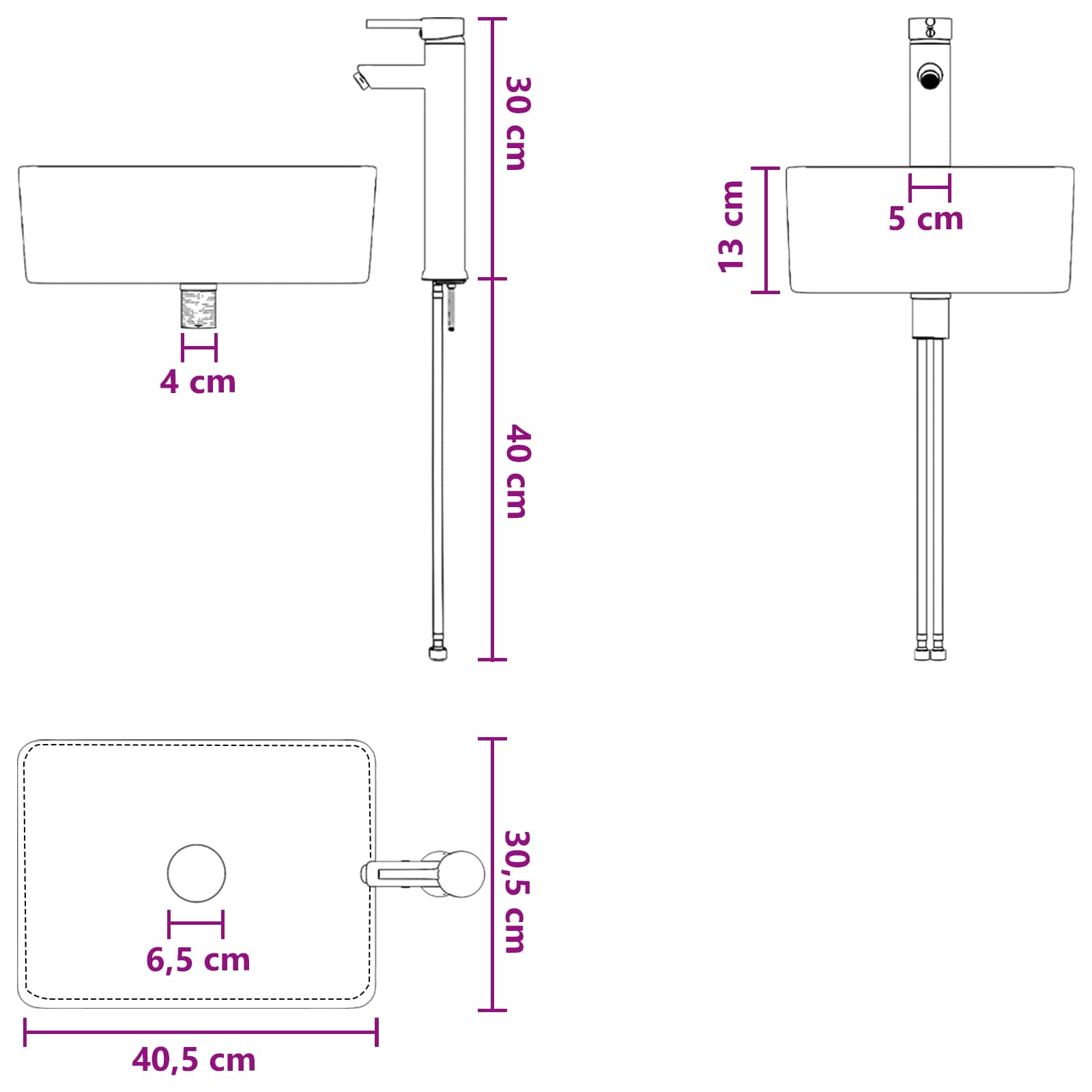 Mobile lavabo da parete Sonoma grigio 49 x 41 x 63 cm | homemem39