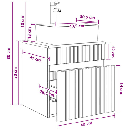 Mobile lavabo da parete Legno antico 49 x 41 x 63 cm | homemem39