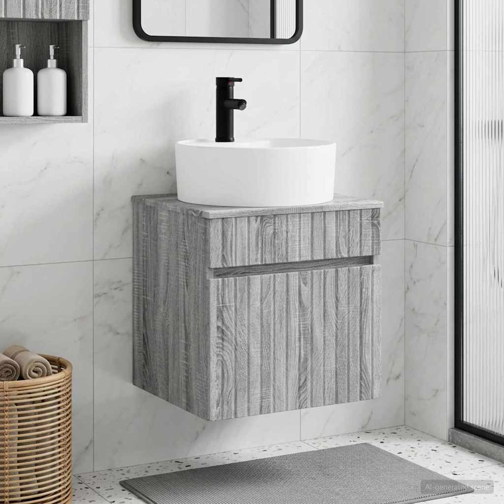 Mobile lavabo da parete Sonoma grigio 49 x 44,5 x 65 cm | homemem39