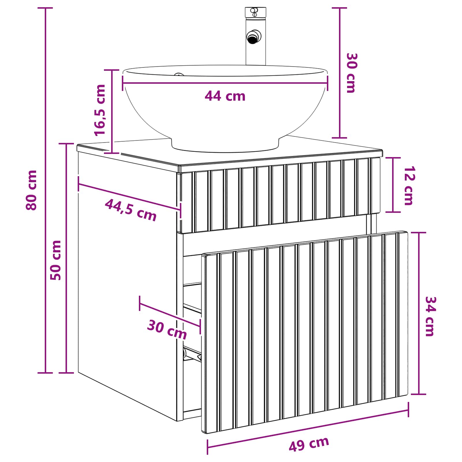 Mobile lavabo da parete Rovere Artigianale 49 x 44,5 x 66,5 cm | homemem39