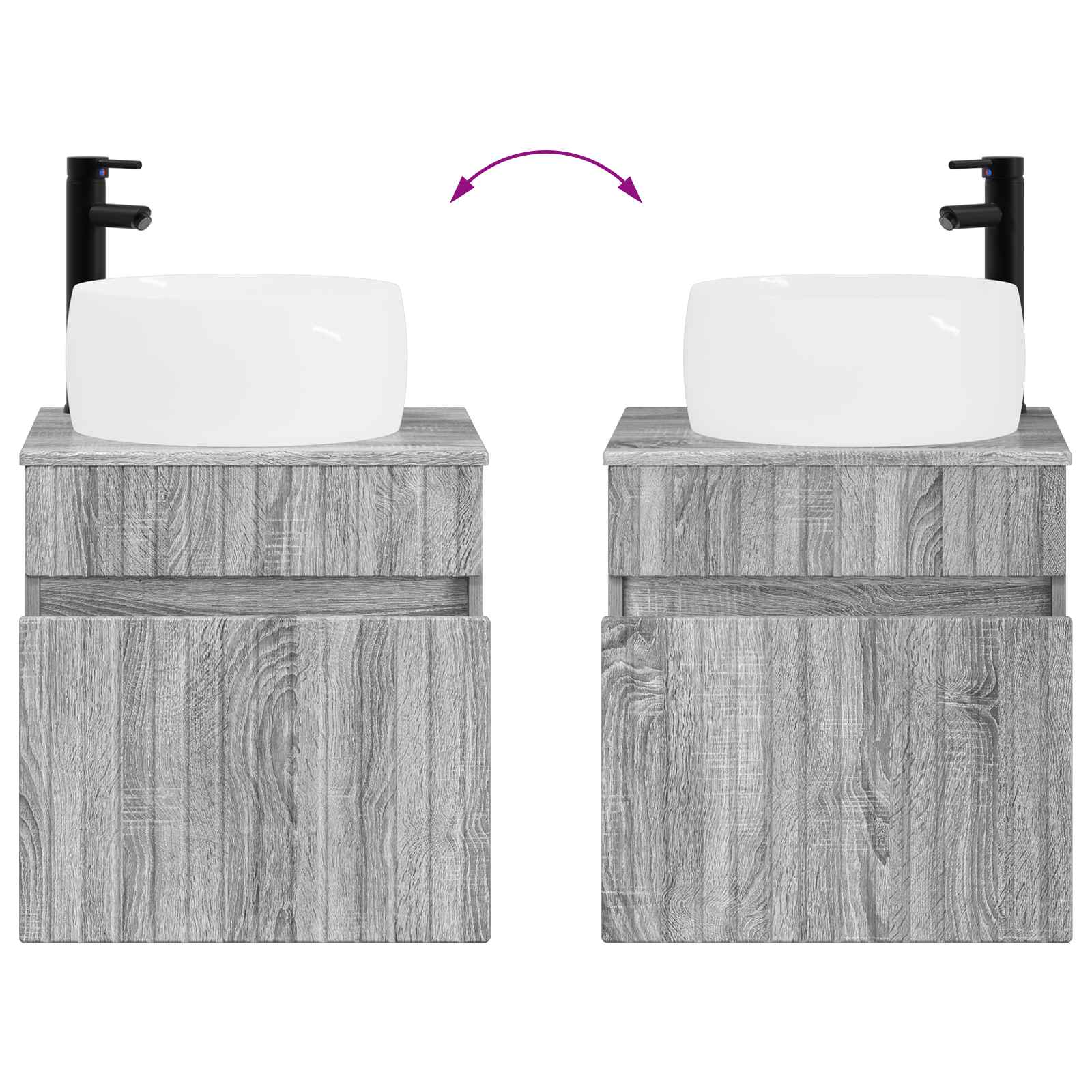 Mobile lavabo da parete Sonoma grigio 49 x 44,5 x 66 cm | homemem39