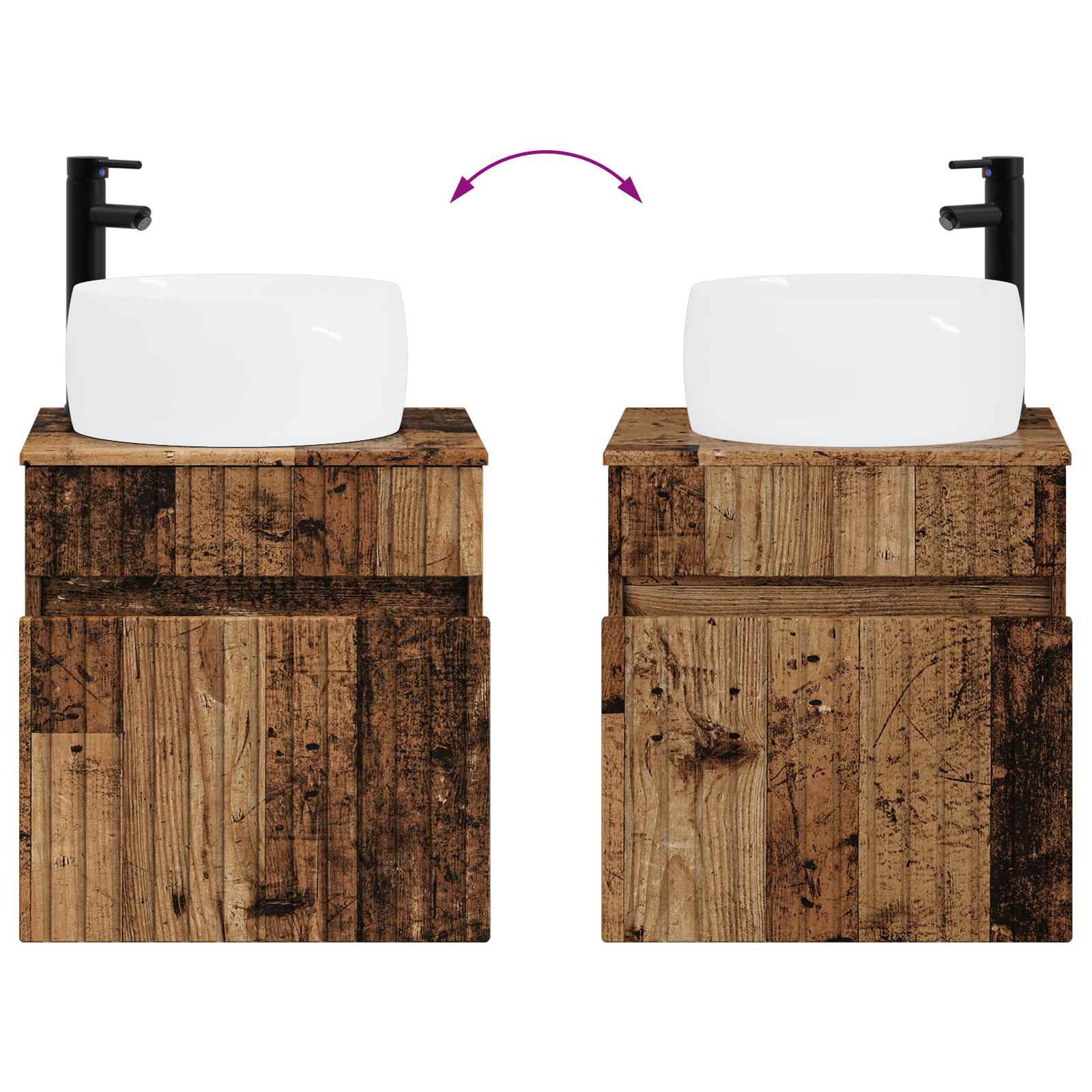 Mobile lavabo da parete Legno antico 49 x 44,5 x 66 cm | homemem39