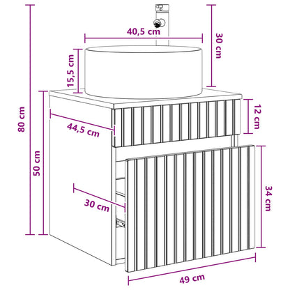Mobile lavabo da parete Rovere Artigianale 49 x 44,5 x 65,5 cm | homemem39