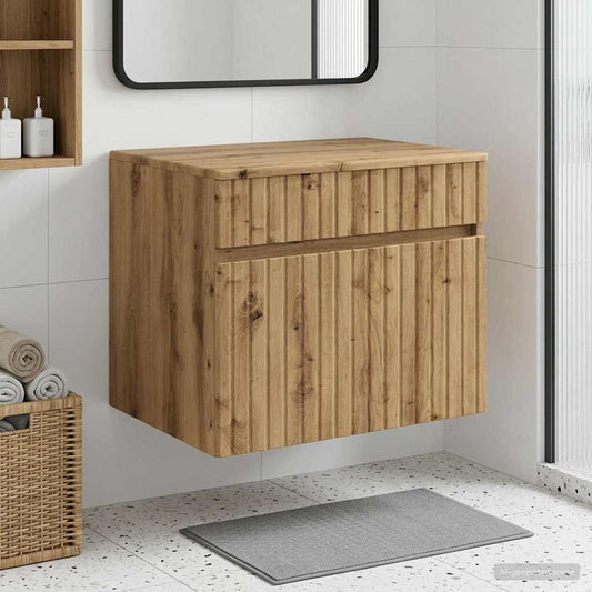 Mobiletto da Bagno a Muro Rovere Artigianale 59 x 44,5 x 50 cm | homemem39