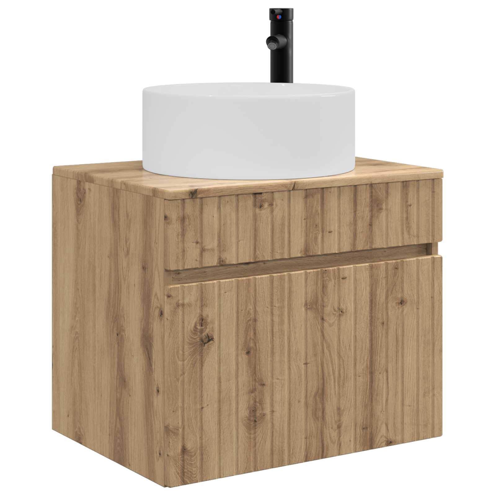 Mobiletto da Bagno a Muro Rovere Artigianale 59 x 44,5 x 50 cm | homemem39