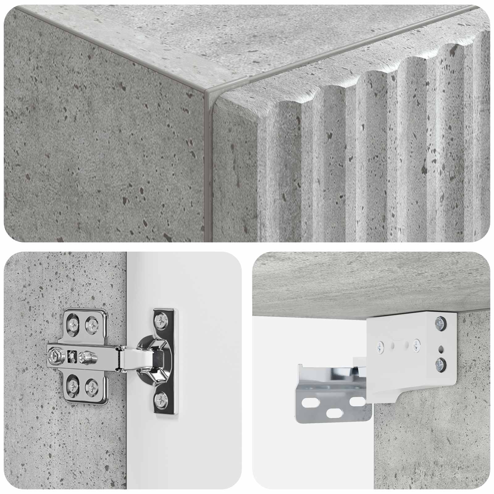 Mobiletto da Bagno a Muro Grigio Cemento 33 x 34,5 x 160 cm | homemem39