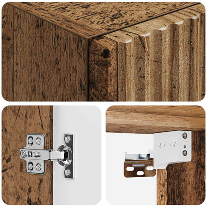 Mobiletto da Bagno a Muro Legno antico 33 x 34,5 x 100 cm | homemem39