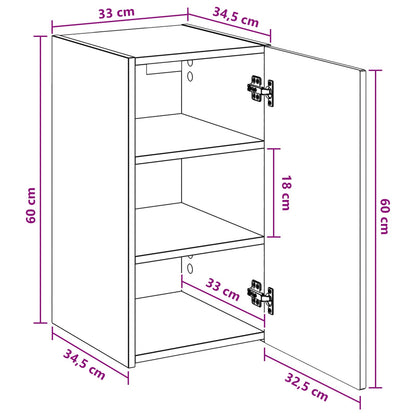 Mobiletto da Bagno a Muro Rovere Sonoma 33 x 34,5 x 60 cm | homemem39
