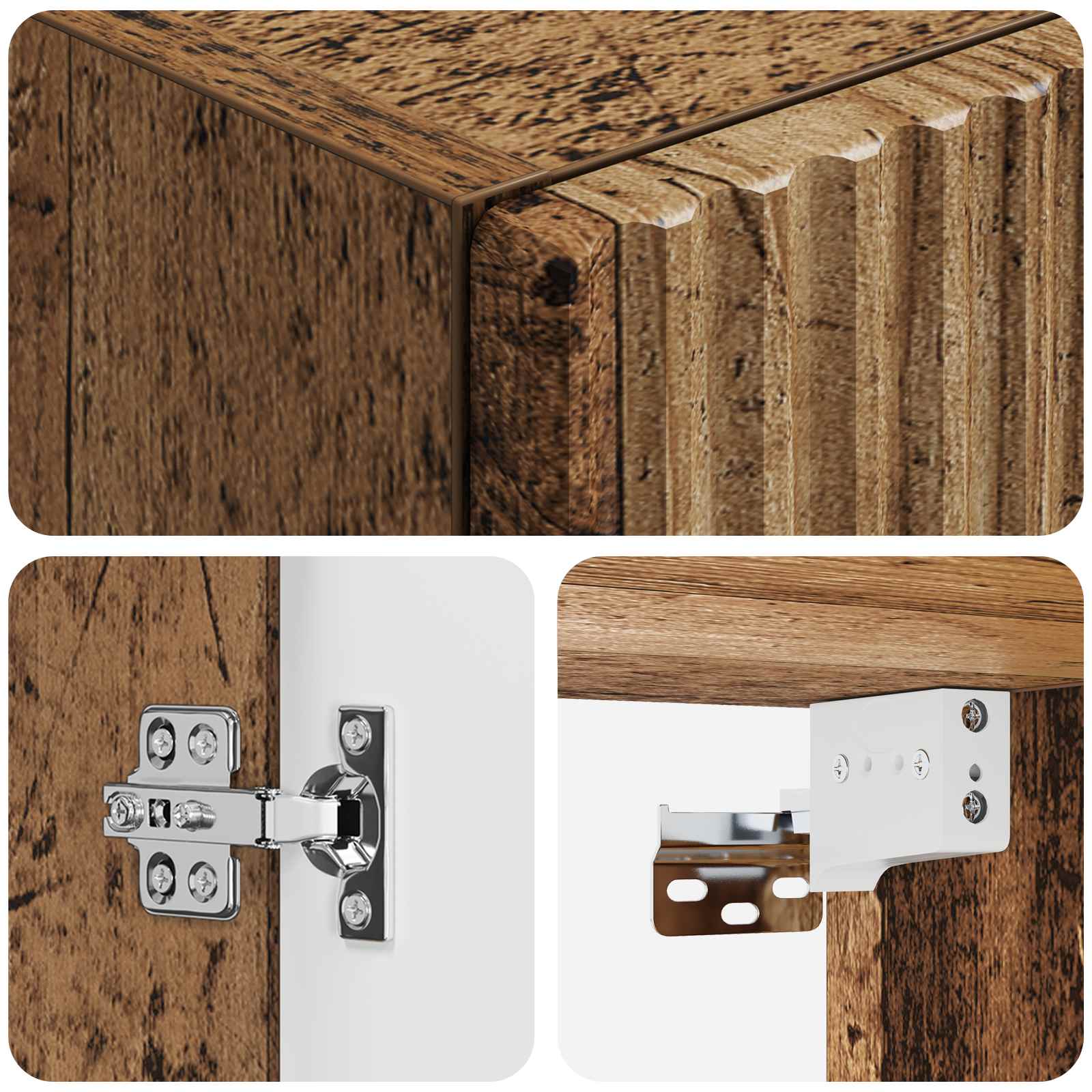 Mobiletto da Bagno a Muro Legno antico 33 x 34,5 x 60 cm | homemem39