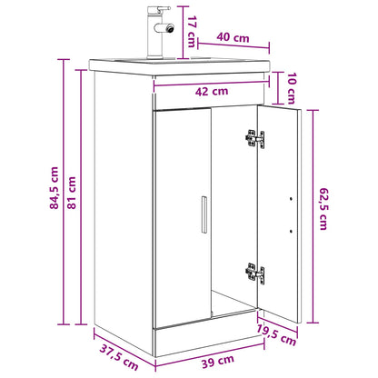 Mobile da bagno con lavabo Rovere Fumo 42 x 40 x 84,5 cm | homemem39