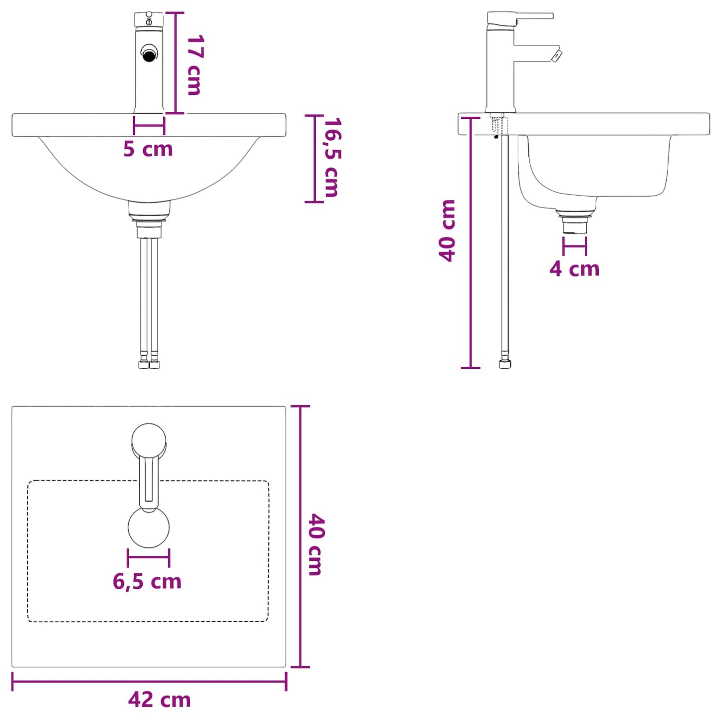 Mobile da bagno con lavabo Legno antico 42 x 40 x 84,5 cm | homemem39