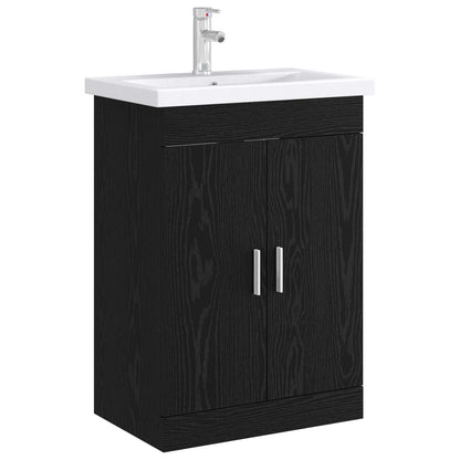 Mobiletto da Bagno Sotto Lavabo Rovere Nero 56 x 37,5 x 81 cm | homemem39