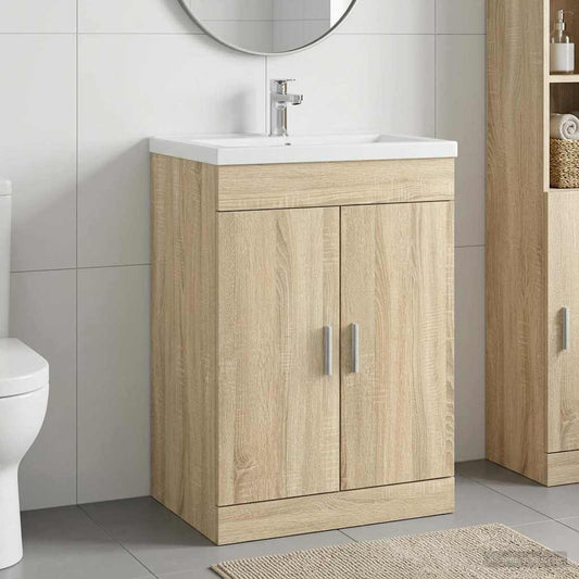 Mobiletto da Bagno Sotto Lavabo Rovere Sonoma 56 x 37,5 x 81 cm | homemem39