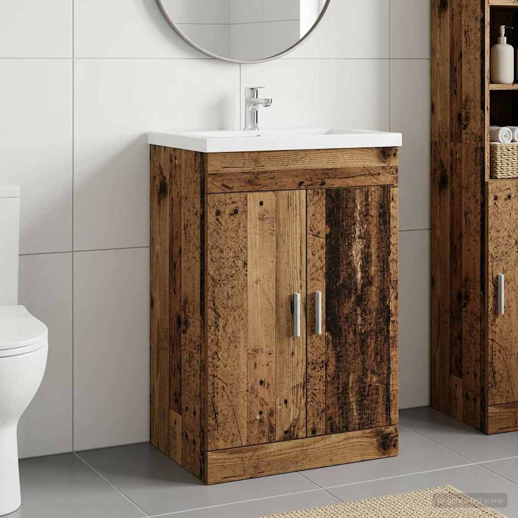 Mobiletto da Bagno Sotto Lavabo Legno antico 56 x 37,5 x 81 cm | homemem39