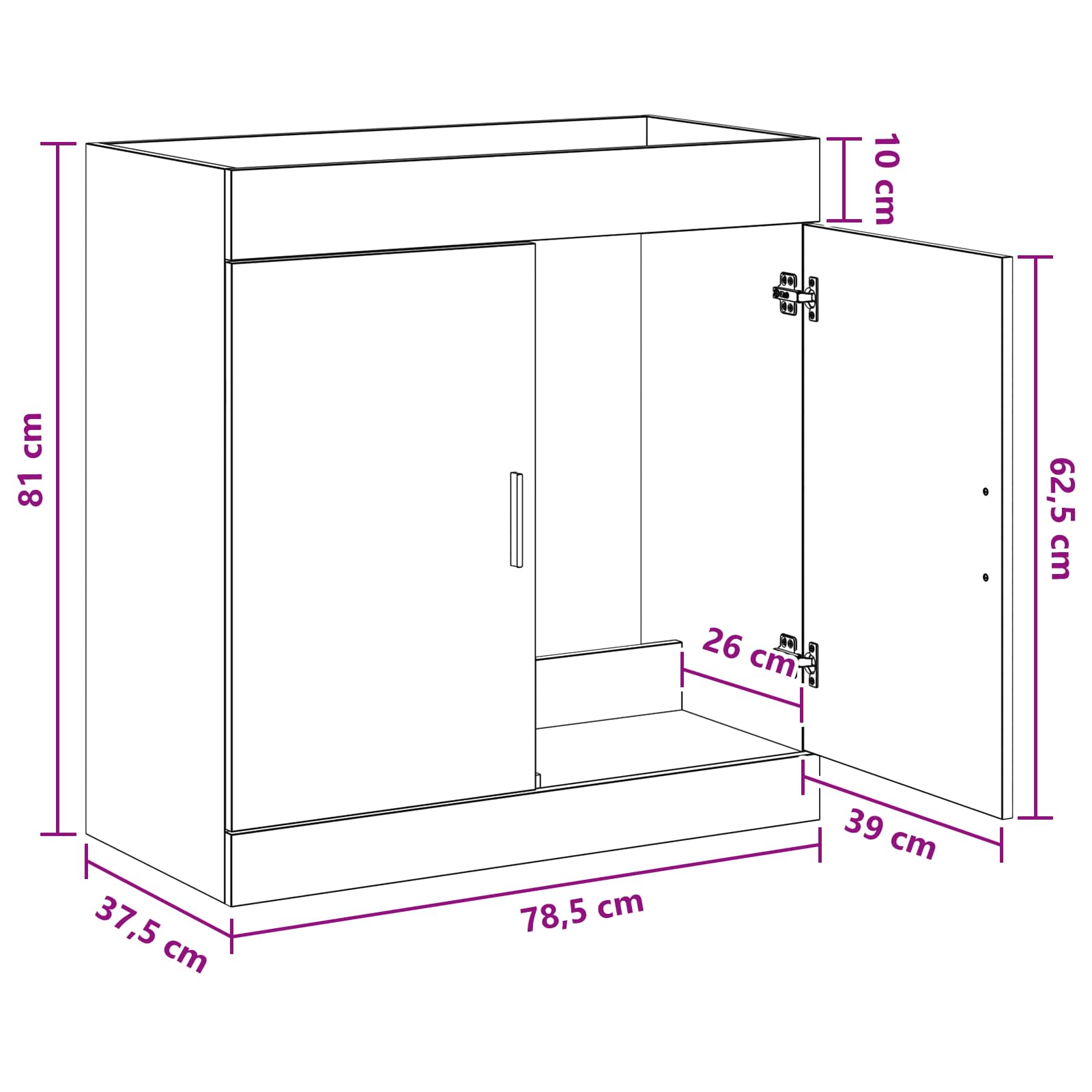 Mobiletto da Bagno Sotto Lavabo Bianco 78,5 x 37,5 x 81 cm | homemem39