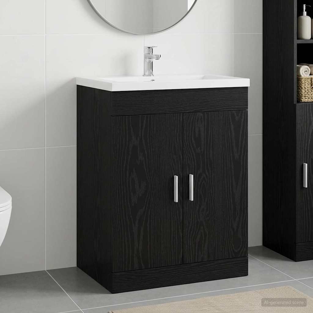 Mobiletto da Bagno Sotto Lavabo Rovere Nero 78,5 x 37,5 x 81 cm | homemem39