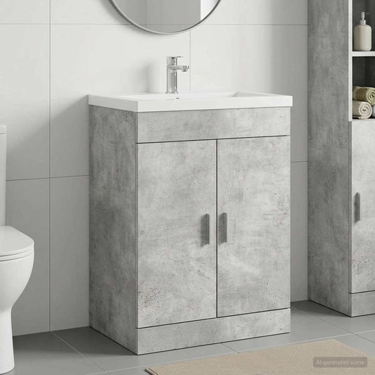 Mobiletto da Bagno Sotto Lavabo Grigio Cemento | homemem39