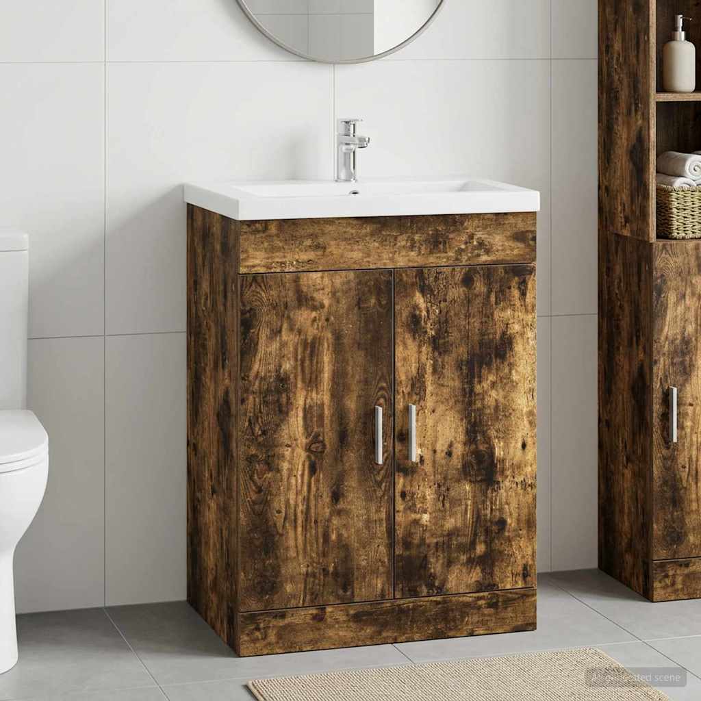 Mobiletto da Bagno Sotto Lavabo Rovere Fumo 78,5 x 37,5 x 81 cm | homemem39