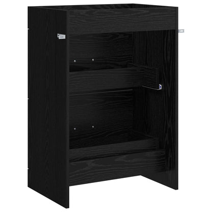 Mobiletto da Bagno Sotto Lavabo Rovere Nero 56 x 37,5 x 81 cm