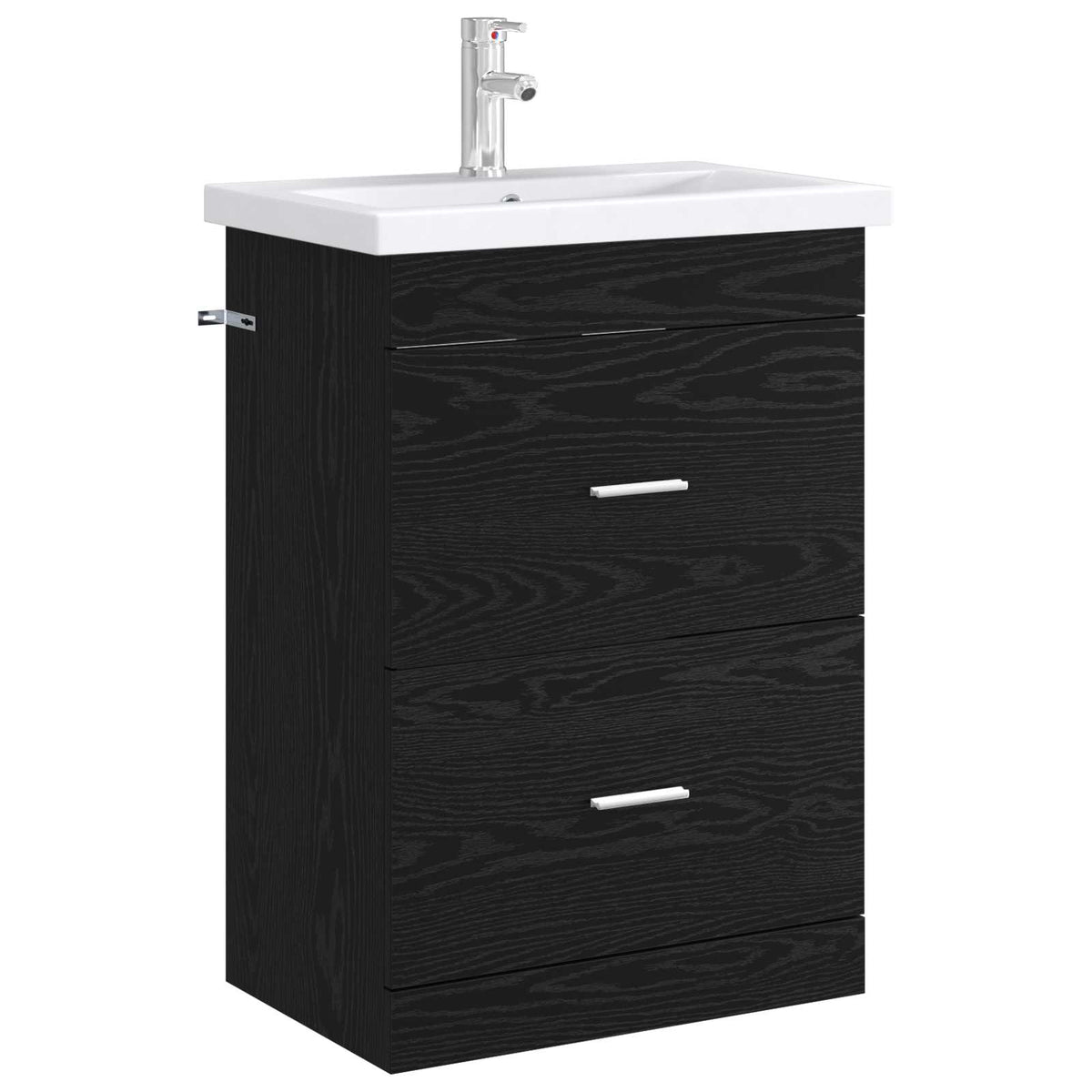 Mobiletto da Bagno Sotto Lavabo Rovere Nero 56 x 37,5 x 81 cm