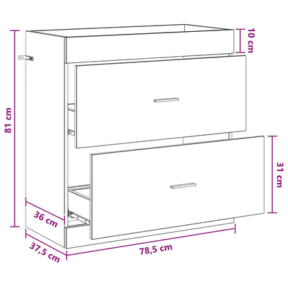 Mobiletto da Bagno Sotto Lavabo Rovere Nero 78,5 x 37,5 x 81 cm | homemem39