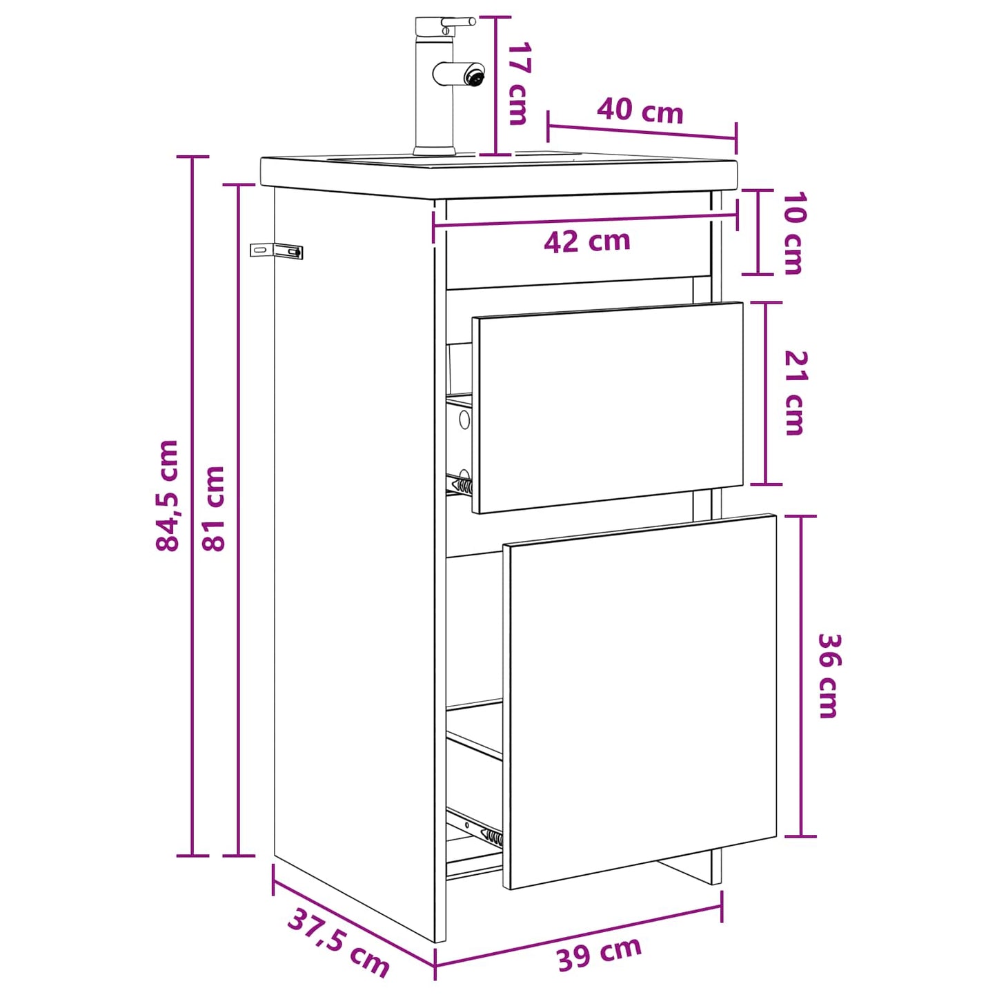 Mobile da bagno con lavabo Bianco 42 x 40 x 84,5 cm | homemem39