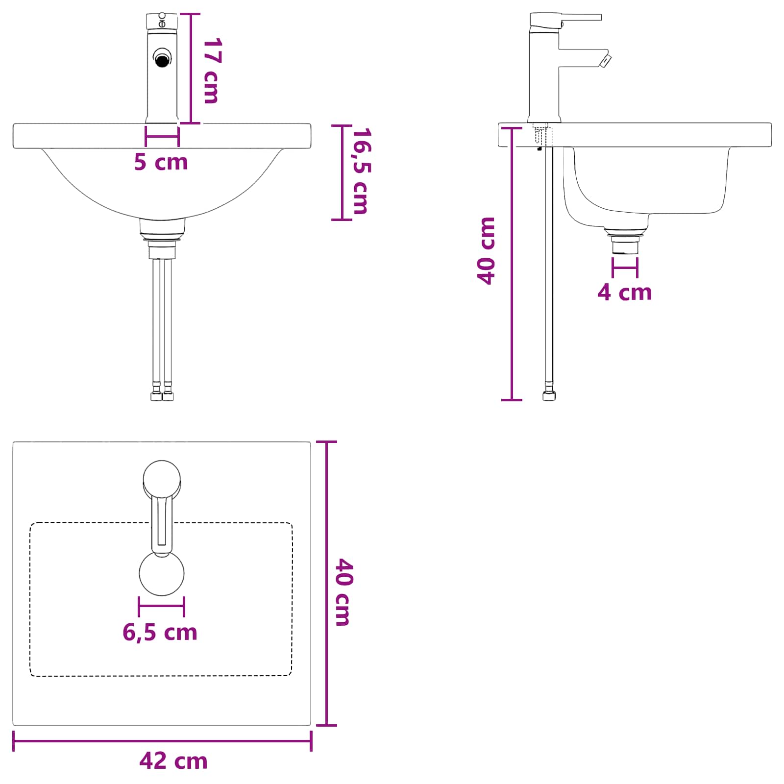 Mobile da bagno con lavabo Bianco 42 x 40 x 84,5 cm | homemem39