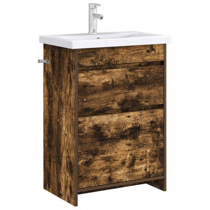 Mobiletto da Bagno Sotto Lavabo Rovere Fumo 56 x 37,5 x 81 cm | homemem39