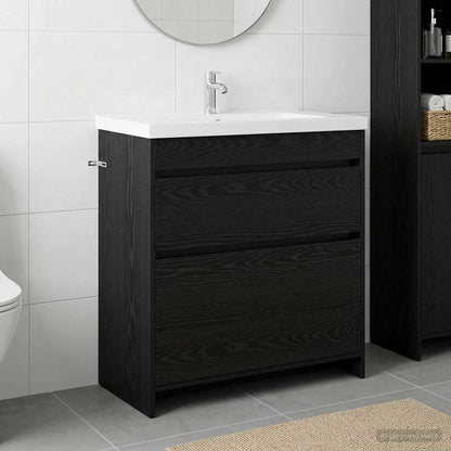 Mobiletto da Bagno Sotto Lavabo Rovere Nero 78,5 x 37,5 x 81 cm