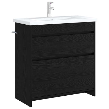 Mobiletto da Bagno Sotto Lavabo Rovere Nero 78,5 x 37,5 x 81 cm