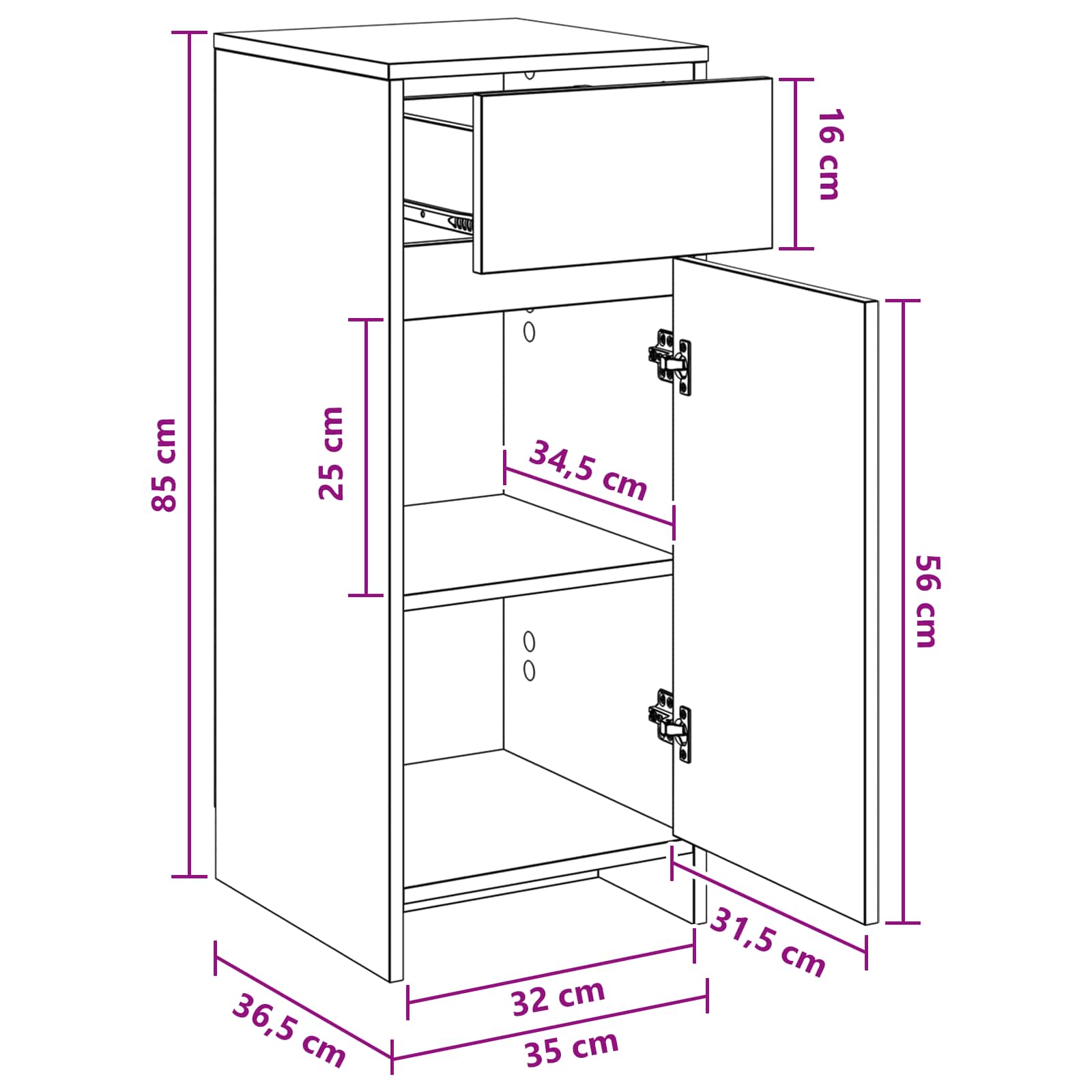 Mobile da Bagno Rovere Fumo 35 x 36,5 x 85 cm | homemem39