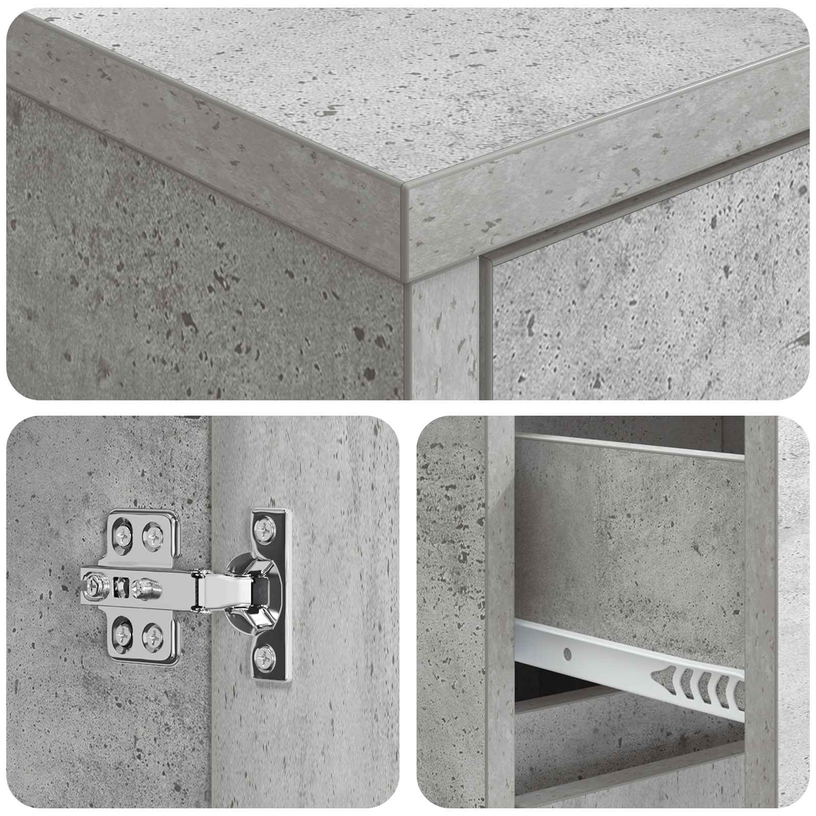 Mobile lavabo da parete Grigio Cemento 35 x 20 x 81 cm | homemem39